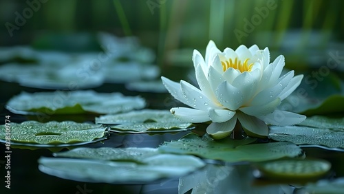 Zen lotus flower symbolizes peace meditation and spiritual harmony in nature. Concept Peace, Meditation, Zen, Lotus Flower, Spiritual Harmony © Anastasiia