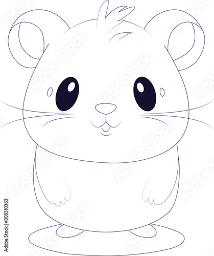 Cute baby  hamster coloring page for kids