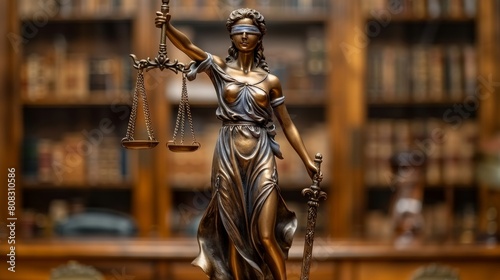 The concept of law, the legal system, and the judge. Lady justice composition. photo