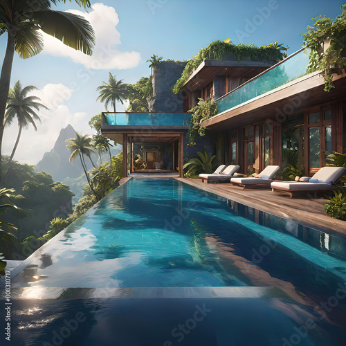 Wallpaper Mural Infinity pool at a luxury tropical resort or villa, concept for a comfortable and luxurious resort holiday, Torontodigital.ca