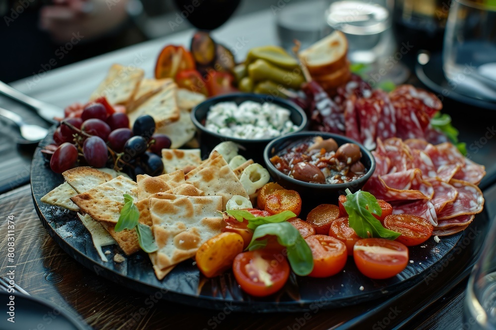 Bite-sized Appetizers snacks plate. Food meat gourmet. Generate Ai Bite-sized Appetizers snacks plate. Food meat gourmet. Generate Ai