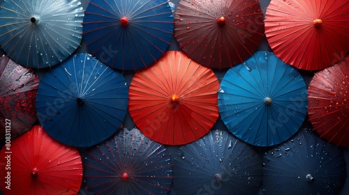 Backdrop  template  cover page design featuring an umbrella seamless pattern in Japanese style.