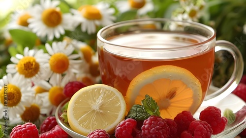 Directions for brewing herbal tea with ingredients like chamomile lemon and raspberries. Concept Herbal Tea Recipe, Chamomile Lemon Tea, Raspberry Infusion, Tea Brewing Instructions