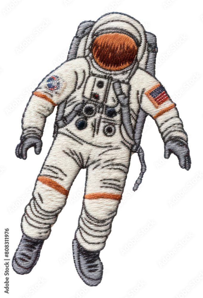 PNG Astronaut in embroidery style cartoon person space. PNG Astronaut in embroidery style cartoon person space.