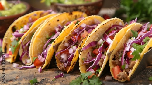 Tacos: A Beloved Fast Food Staple in Mexican Cuisine. Concept Mexican Cuisine, Fast Food, Tacos, Street Food, Popular Dish photo