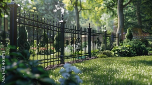 Black Aluminum Fence 3 Rails realistic