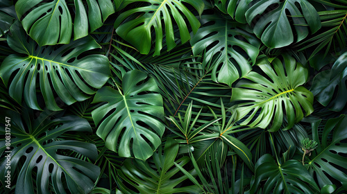 monstera leaves product promotion background  © Clemency