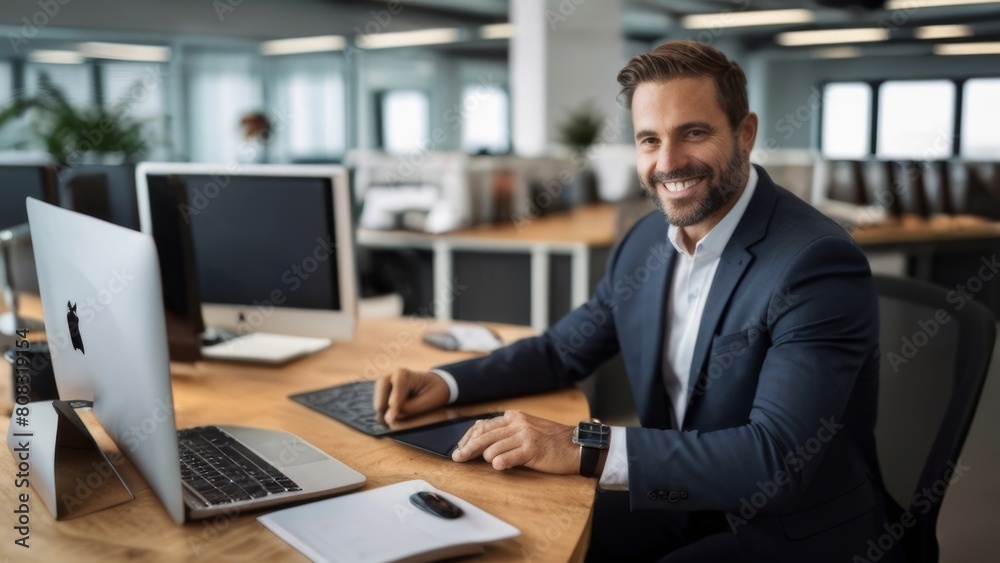 Depict a confident businessman Depict a confident businessman