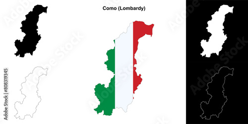 Como province outline map set
