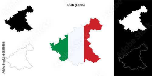 Rieti province outline map set