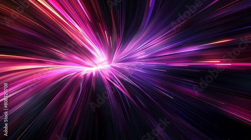 A bright purple and orange light is shooting out from the center of the image