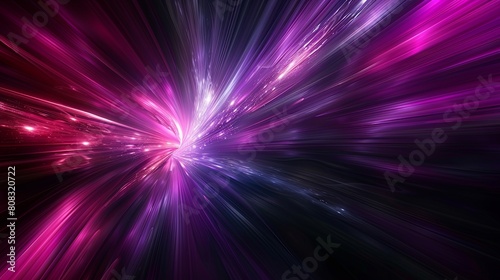 A purple and black image of a bright light with a purple and black background