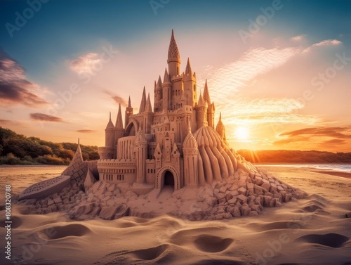 Magnificent sand castle at sunset © Balaraw