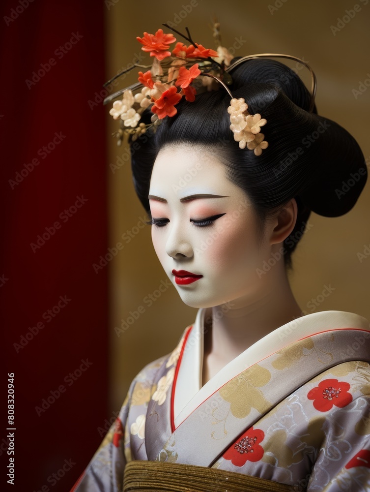 portrait of a woman in traditional japanese kimono portrait of a woman in traditional japanese kimono