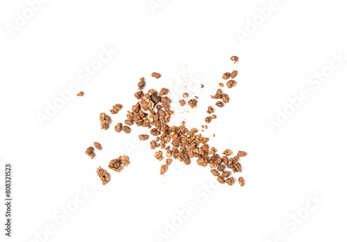 Scattered Chocolate Granola Isolated, Flying Cocoa Muesli, Crunchy Cereals, Seeds and Grains Muesli