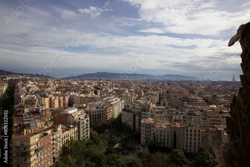 Barcelona city and mountain. 