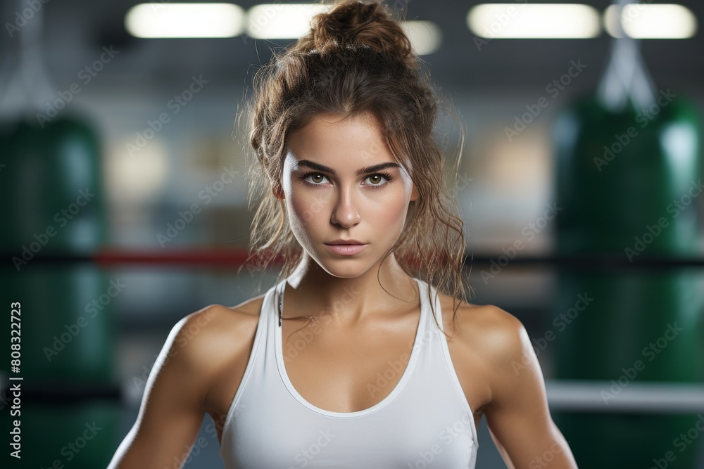Determined young woman with intense expression Determined young woman with intense expression