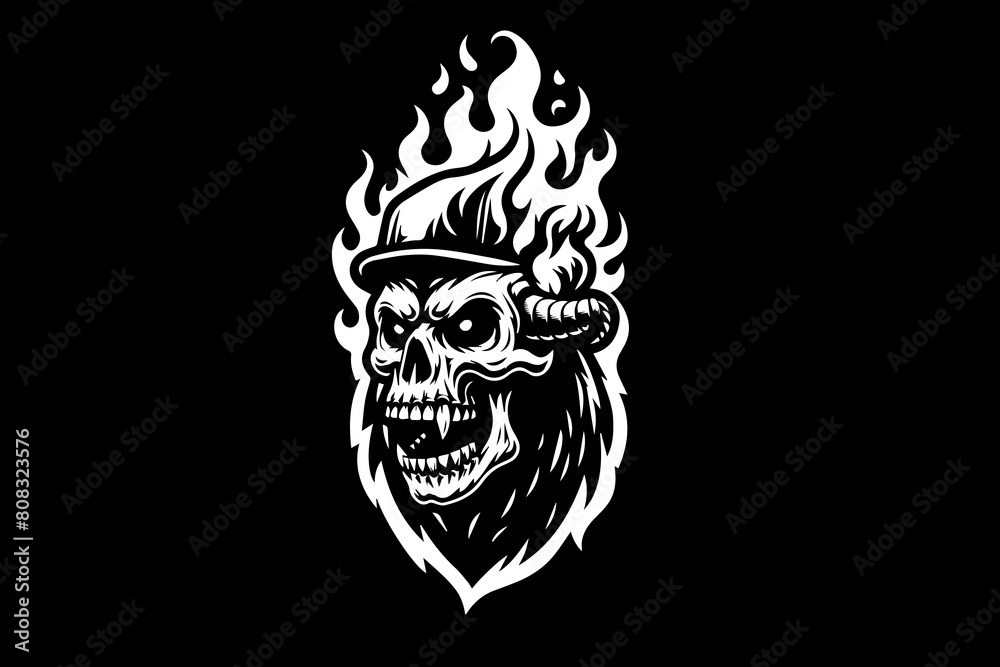 Fototapeta premium Dark art monster bear black and white vector design