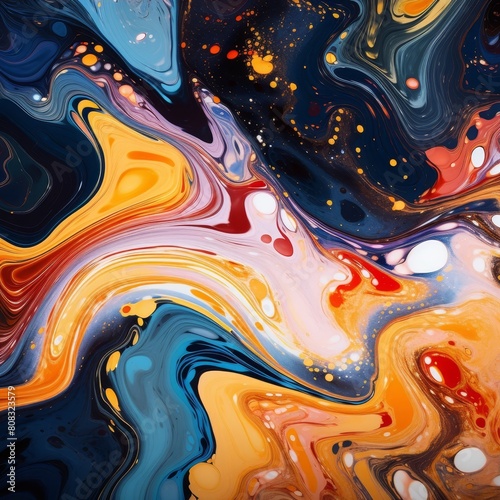 abstract fluid art painting with vibrant colors