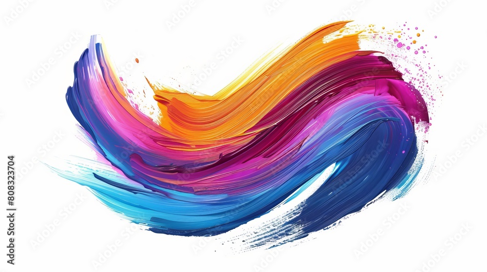 A vector illustration showcases a design element resembling a color brushstroke made with oil or acrylic paint.