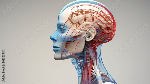 Detailed cross-section of the human head anatomy