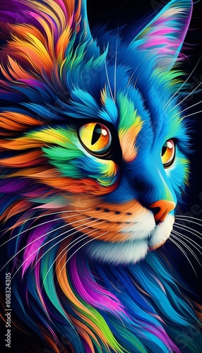 Vibrant abstract cat portrait