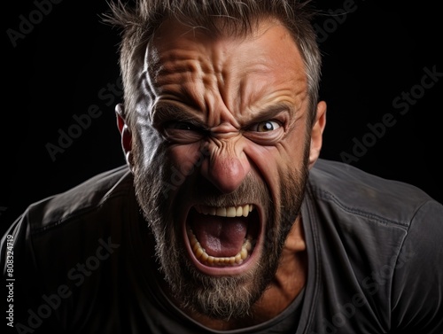 angry man with beard shouting