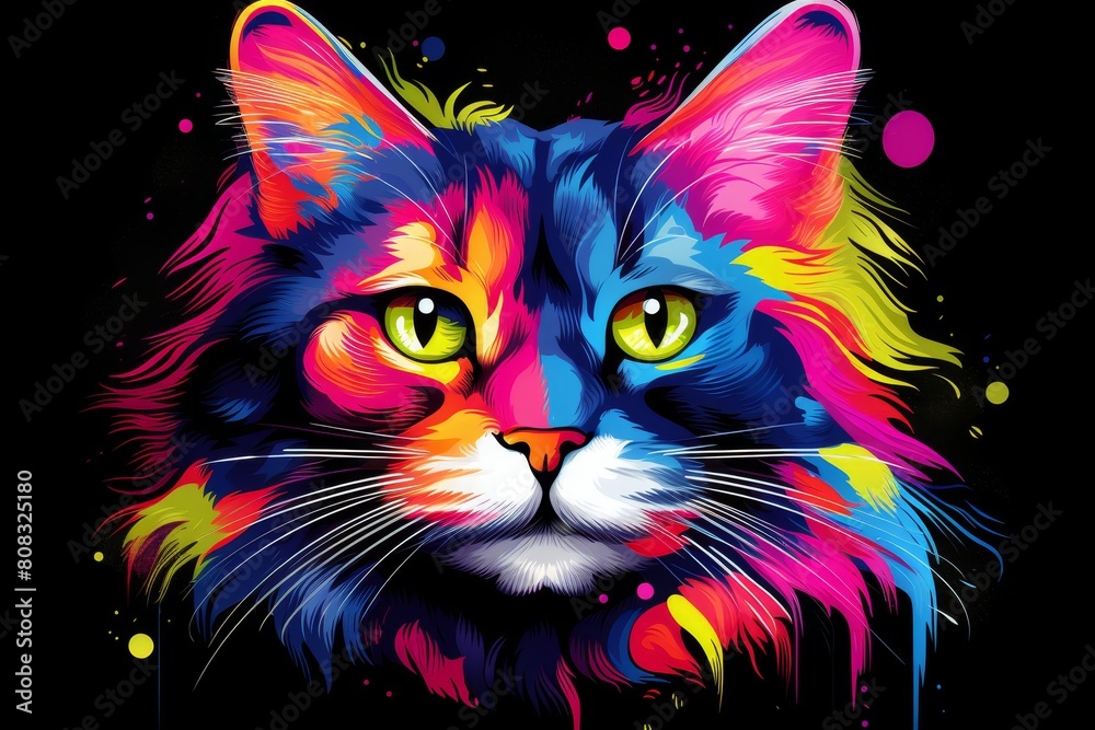Vibrant and colorful cat portrait