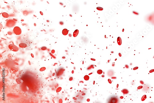 Blood drops and splatters on white background  health concept banner  medical wallpapers  world donor day