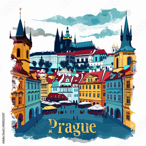 Prague, Czech Republic. Vector illustration. Travel and tourism.