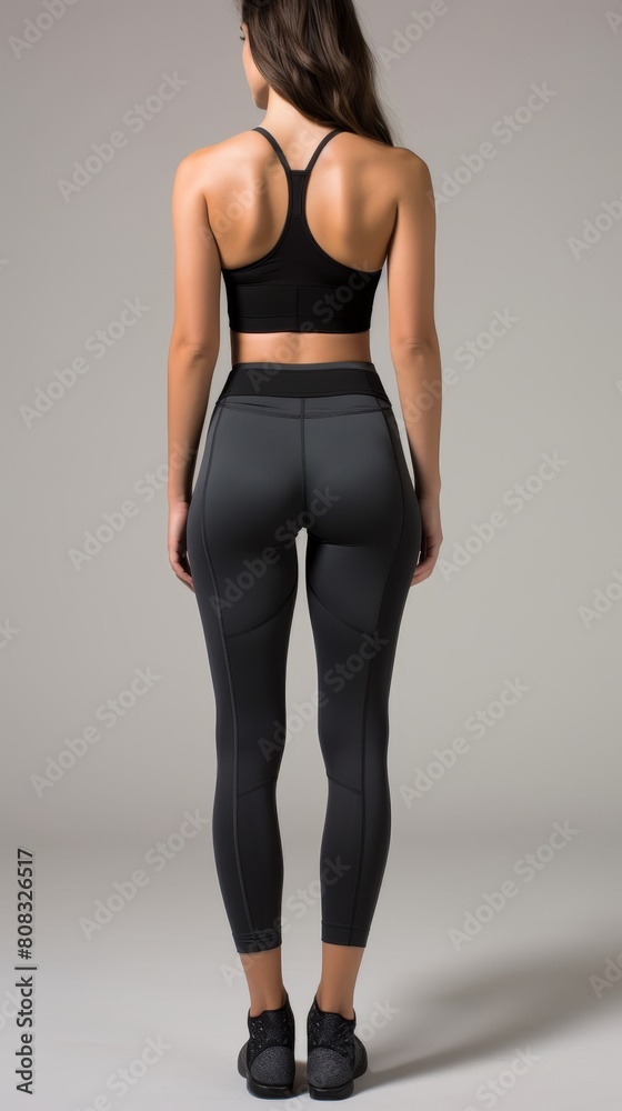 athletic woman in black sportswear athletic woman in black sportswear
