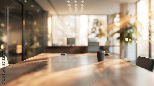 Abstract blurred office interior room. blurry working space with defocused effect. use for background or backdrop in business concept hyper realistic  photo
