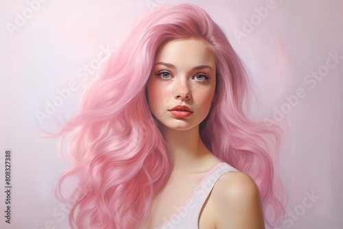 woman with vibrant pink hair