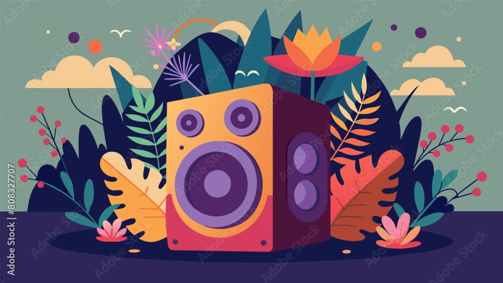 A hidden speaker system emits a soothing ambient soundtrack incorporating nature sounds and electronic beats to enhance the sensory journey.. A hidden speaker system emits a soothing ambient soundtrack incorporating nature sounds and electronic beats to enhance the sensory journey..