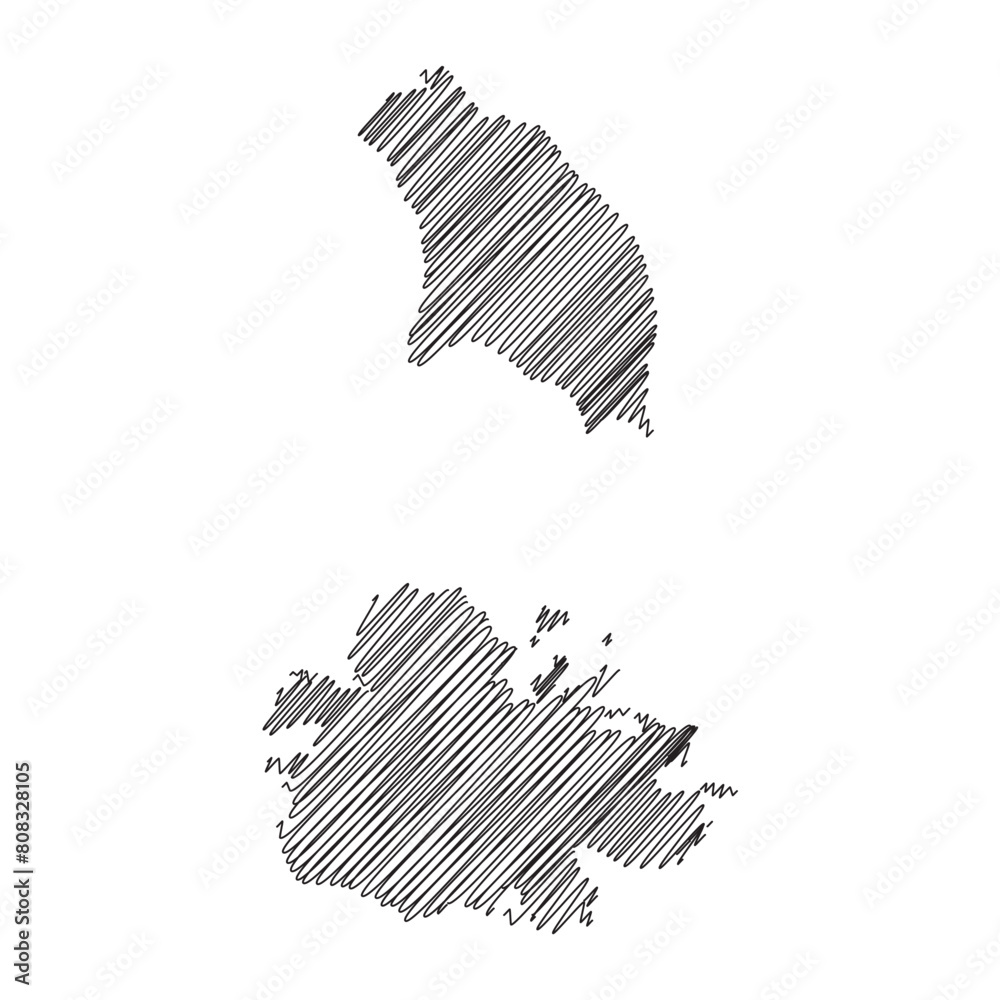 Antigua and Barbuda thread map line vector illustration