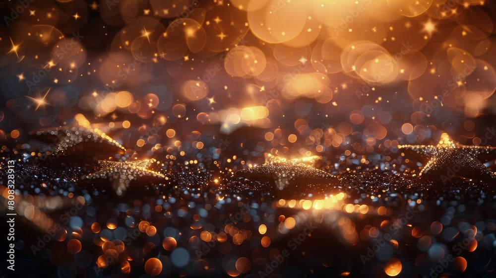 Golden Stars on a Black Background Golden Stars on a Black Background