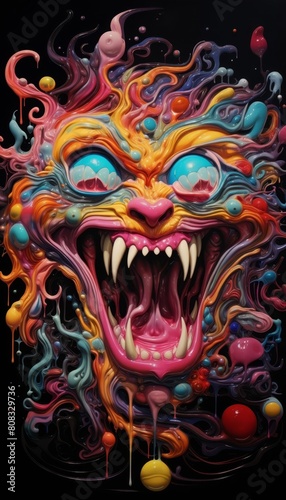 Vibrant abstract monster face
