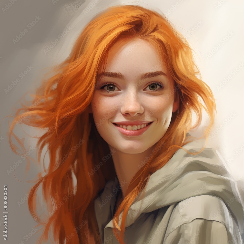Vibrant redhead woman with flowing hair Vibrant redhead woman with flowing hair
