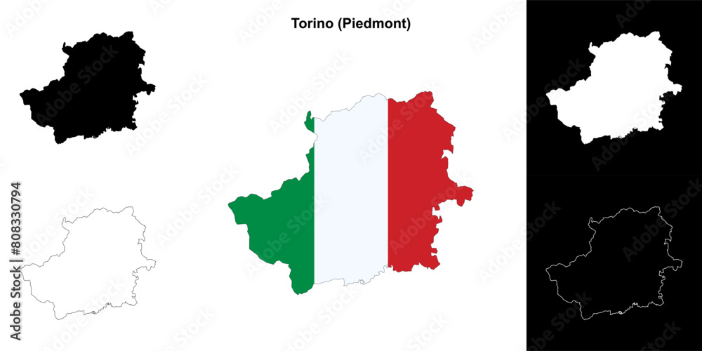 Fototapeta premium Torino province outline map set