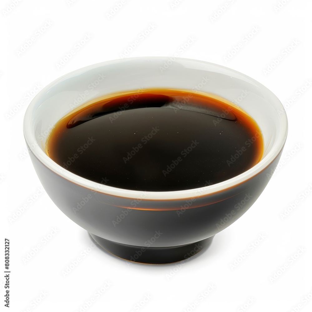 A Bowl Of Soy Sauce Stands Ready For Culinary Use, Isolated Against A Clean White Background, Illustrations Images A Bowl Of Soy Sauce Stands Ready For Culinary Use, Isolated Against A Clean White Background, Illustrations Images