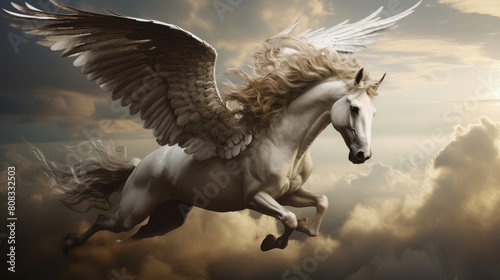 Pegasus with Bellerophon ready to battle the Chimera. photo