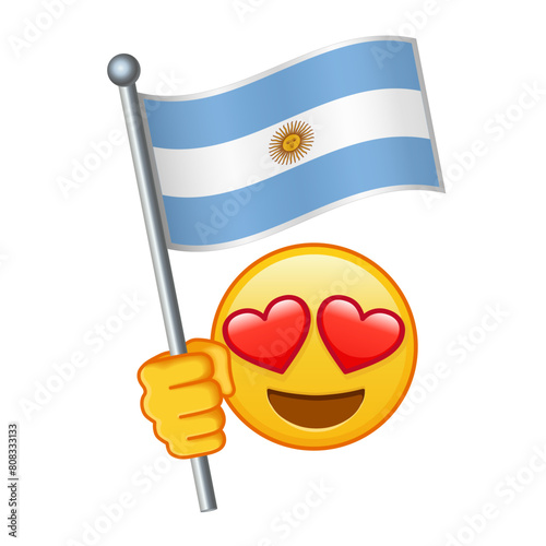 Emoji with Argentina flag Large size of yellow emoji smile