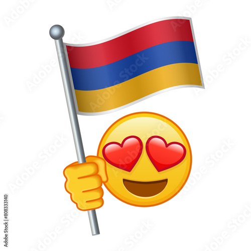 Emoji with Armenia flag Large size of yellow emoji smile