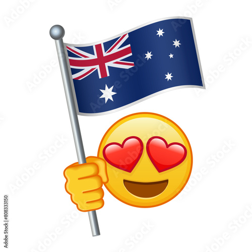 Emoji with Australia flag Large size of yellow emoji smile