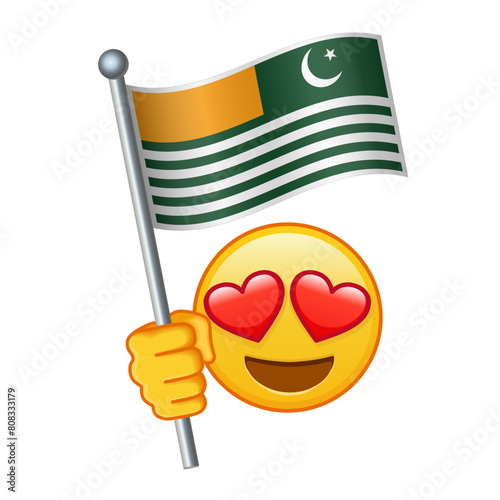 Emoji with Azad Jammu and Kashmir flag Large size of yellow emoji smile