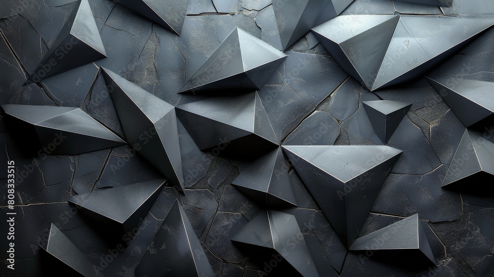 Fototapeta premium Black and Gold Abstract Wallpaper With Small Triangles