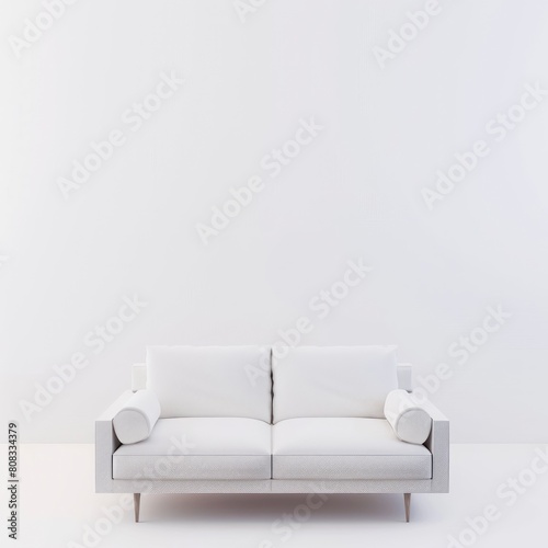 A Creative Minimal Paper Concept Features A White Sofa Against A Clean Background In A 3D Render  Illustrations Images