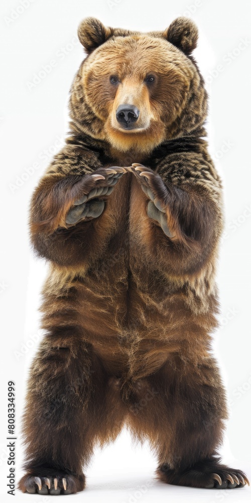 Brown Bear Does Yoga: Power Poses in Hunter Green, Building Her Body. Cute Animal Colours