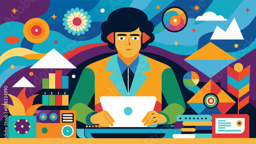 With a mix of digital and traditional tools a graphic designer creates a psychedelic and abstract cover for a reissue of a classic 60s album bringing Vector illustration