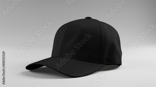 Black Snapback Cap Mockup for your Branding and Advertising Needs on Grey Background. 